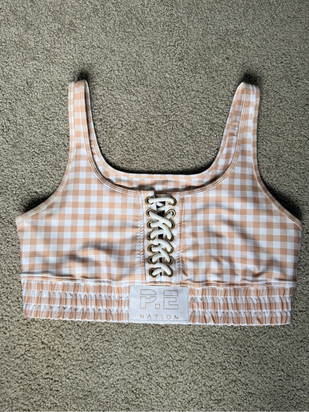 P.E Nation Gingham Lace-Up Sports Bra